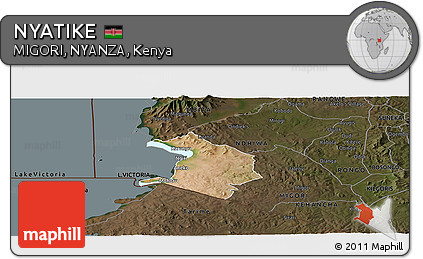 Satellite Panoramic Map of NYATIKE, darken