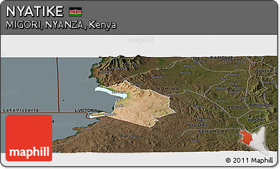 Satellite Panoramic Map of NYATIKE, darken