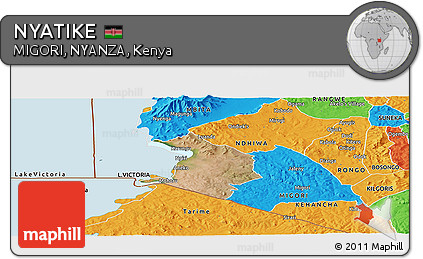 Satellite Panoramic Map of NYATIKE, political outside