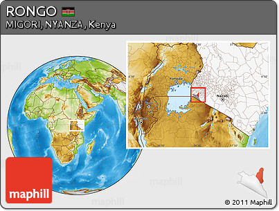 Physical Location Map of RONGO, highlighted country, highlighted parent region