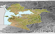 Satellite Panoramic Map of NYANZA, desaturated