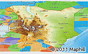 Physical Panoramic Map of Kenya, political outside