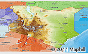Physical Panoramic Map of Kenya, political shades outside