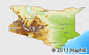 Physical Panoramic Map of Kenya, single color outside, bathymetry sea