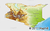 Physical Panoramic Map of Kenya, single color outside, bathymetry sea, shaded relief sea
