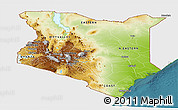 Physical Panoramic Map of Kenya, single color outside, satellite sea