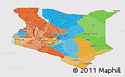 Political Panoramic Map of Kenya, cropped outside