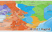 Political Panoramic Map of Kenya, political shades outside