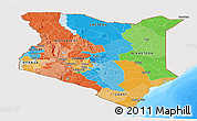 Political Panoramic Map of Kenya, single color outside, bathymetry sea