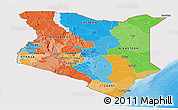 Political Panoramic Map of Kenya, single color outside