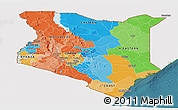 Political Panoramic Map of Kenya, single color outside, satellite sea