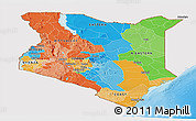 Political Panoramic Map of Kenya, single color outside, shaded relief sea