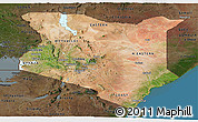 Satellite Panoramic Map of Kenya, darken, land only