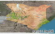 Satellite Panoramic Map of Kenya, darken, semi-desaturated, land only