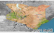 Satellite Panoramic Map of Kenya, desaturated, land only