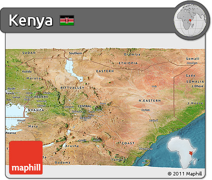 Satellite Panoramic Map of Kenya