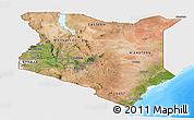 Satellite Panoramic Map of Kenya, single color outside, bathymetry sea