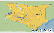Savanna Style Panoramic Map of Kenya, single color outside