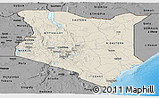 Shaded Relief Panoramic Map of Kenya, darken, desaturated, land only