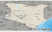 Shaded Relief Panoramic Map of Kenya, darken, semi-desaturated, land only