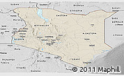 Shaded Relief Panoramic Map of Kenya, desaturated