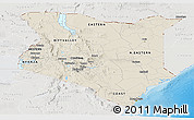 Shaded Relief Panoramic Map of Kenya, lighten, semi-desaturated, land only