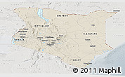Shaded Relief Panoramic Map of Kenya, lighten, semi-desaturated