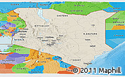 Shaded Relief Panoramic Map of Kenya, political outside