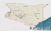 Shaded Relief Panoramic Map of Kenya, single color outside, satellite sea