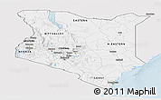 Silver Style Panoramic Map of Kenya, single color outside