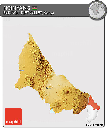 Physical 3D Map of NGINYANG, cropped outside