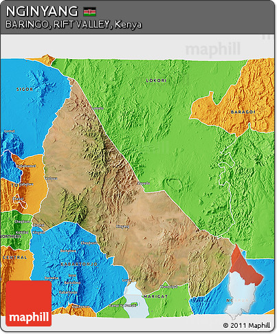 Satellite 3D Map of NGINYANG, political outside