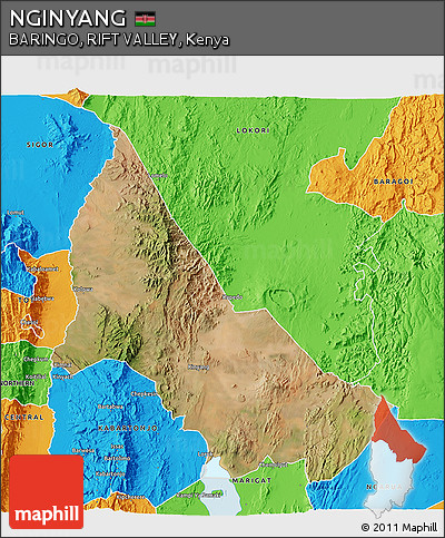 Satellite 3D Map of NGINYANG, political outside