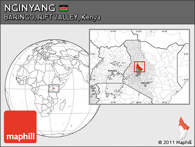 Blank Location Map of NGINYANG, highlighted parent region, highlighted grandparent region
