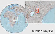 Gray Location Map of NGINYANG, highlighted parent region, within the entire country, hill shading