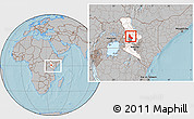 Gray Location Map of NGINYANG, highlighted parent region, highlighted grandparent region, within the entire country, hill shading