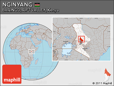 Gray Location Map of NGINYANG, highlighted parent region, highlighted grandparent region