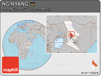 Gray Location Map of NGINYANG, highlighted parent region, highlighted grandparent region