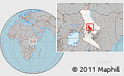 Gray Location Map of NGINYANG, highlighted parent region, highlighted grandparent region, hill shading