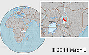 Gray Location Map of NGINYANG, highlighted parent region, hill shading