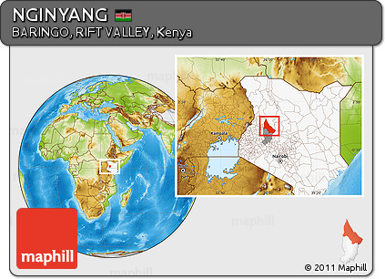 Physical Location Map of NGINYANG, highlighted country, highlighted parent region