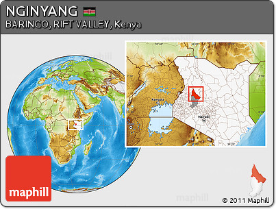 Physical Location Map of NGINYANG, highlighted country, highlighted parent region
