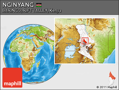 Physical Location Map of NGINYANG, highlighted parent region, highlighted grandparent region
