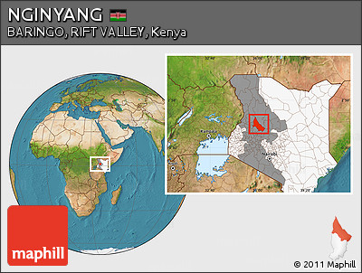 Satellite Location Map of NGINYANG, highlighted country, highlighted grandparent region