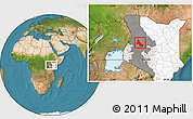 Satellite Location Map of NGINYANG, highlighted country, highlighted grandparent region