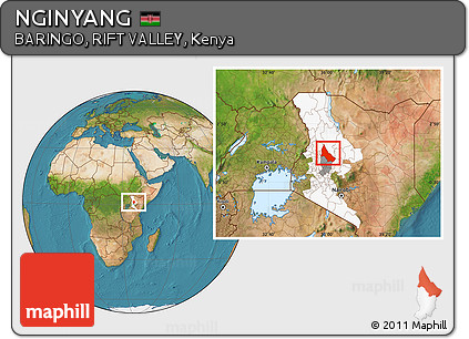 Satellite Location Map of NGINYANG, highlighted parent region, highlighted grandparent region