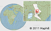 Savanna Style Location Map of NGINYANG, highlighted parent region, highlighted grandparent region, hill shading