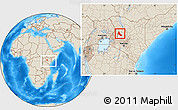 Shaded Relief Location Map of NGINYANG, highlighted parent region, within the entire country