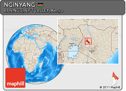 Shaded Relief Location Map of NGINYANG, highlighted parent region