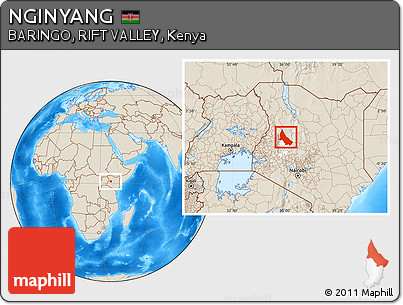 Shaded Relief Location Map of NGINYANG, highlighted parent region